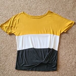 Maurices Colorblock Women's Top - Mustard, White, and Charcoal